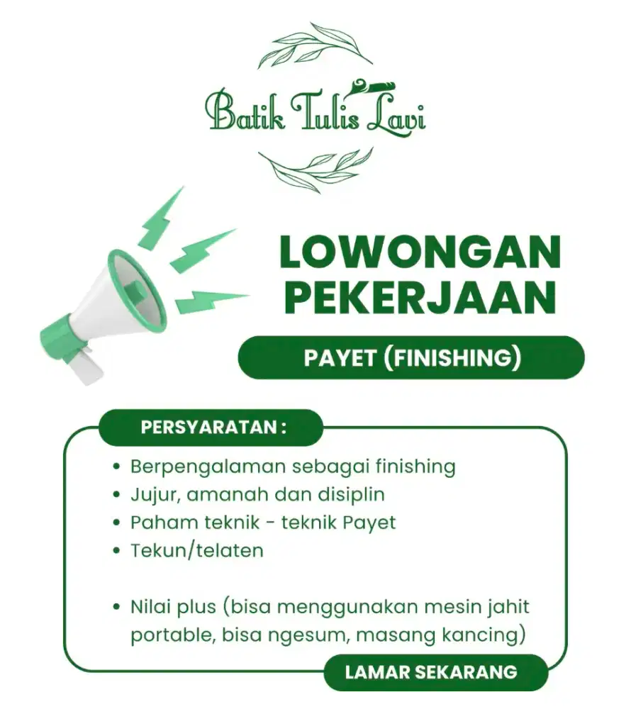 Tukang Payet & Finishing jahitan halus