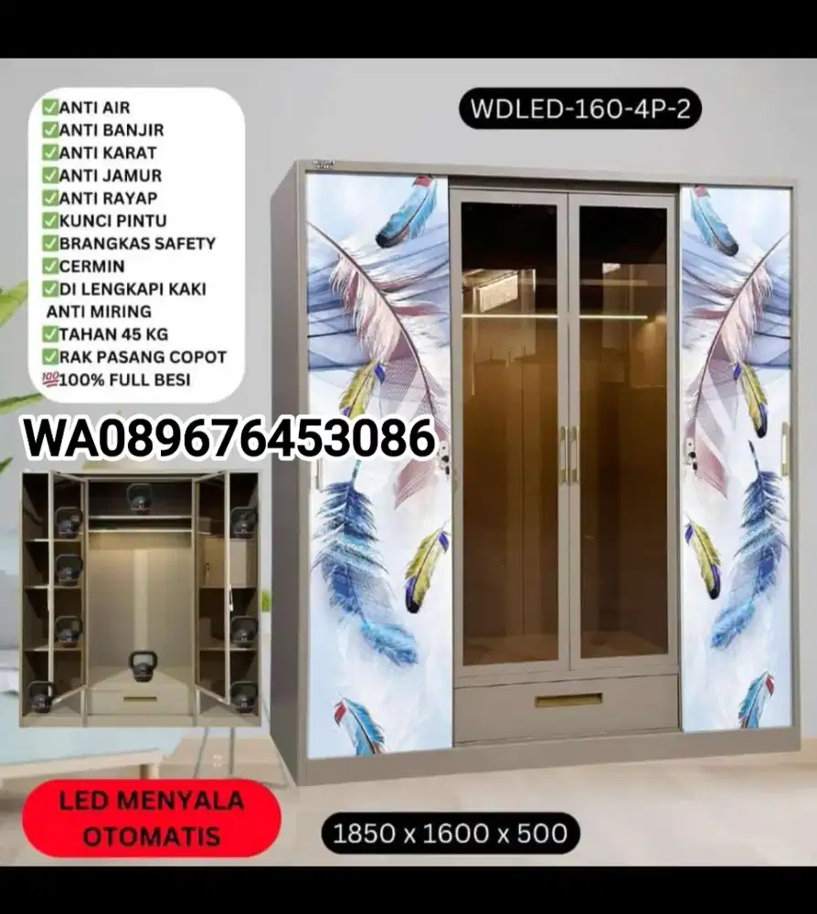 Lemari pakaian bahan besi 4pintu