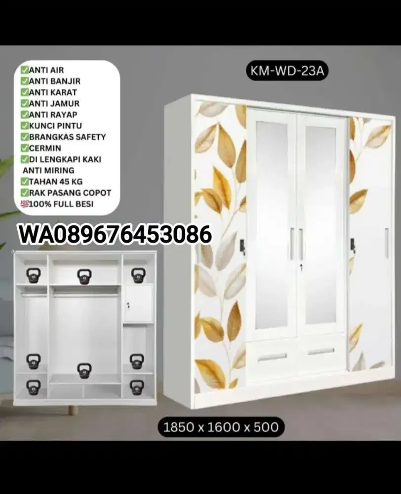 Lemari pakaian 4pintu besi