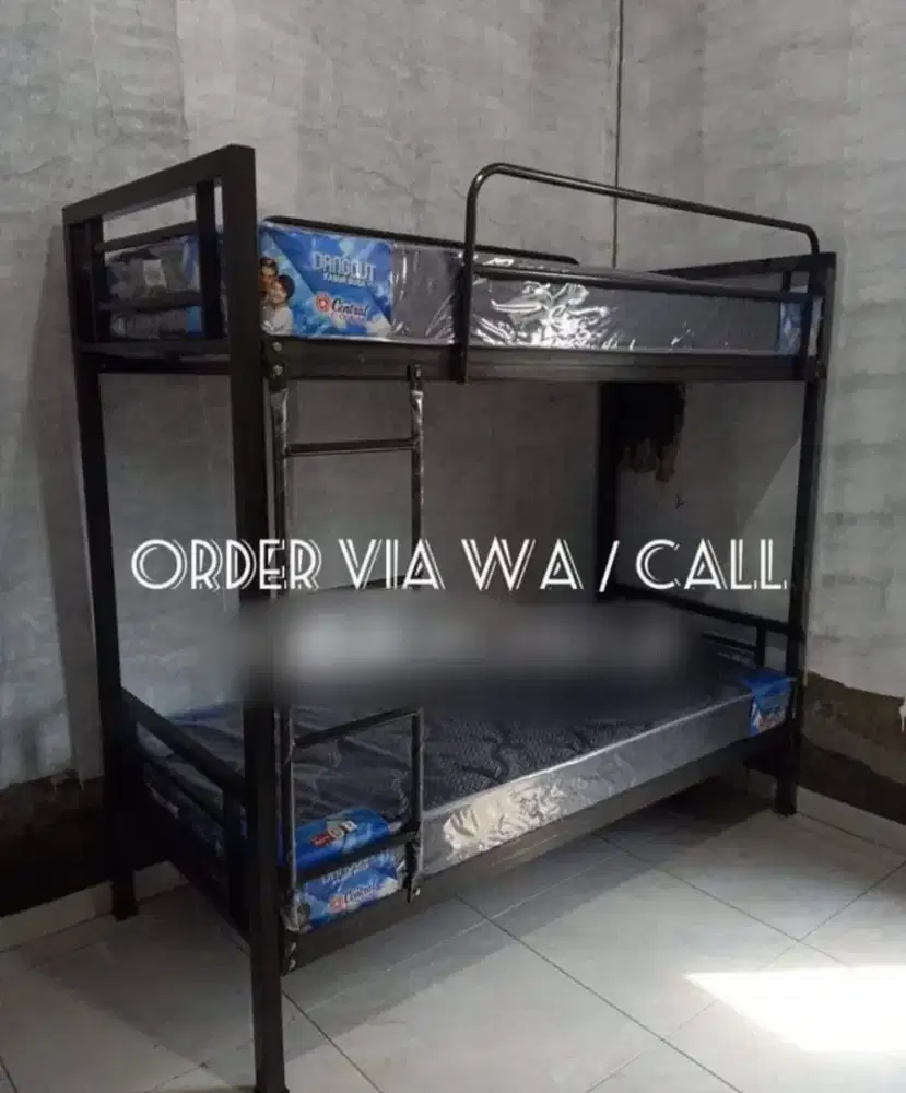 Set ranjang tingkat besi +kasur busa central dangdut