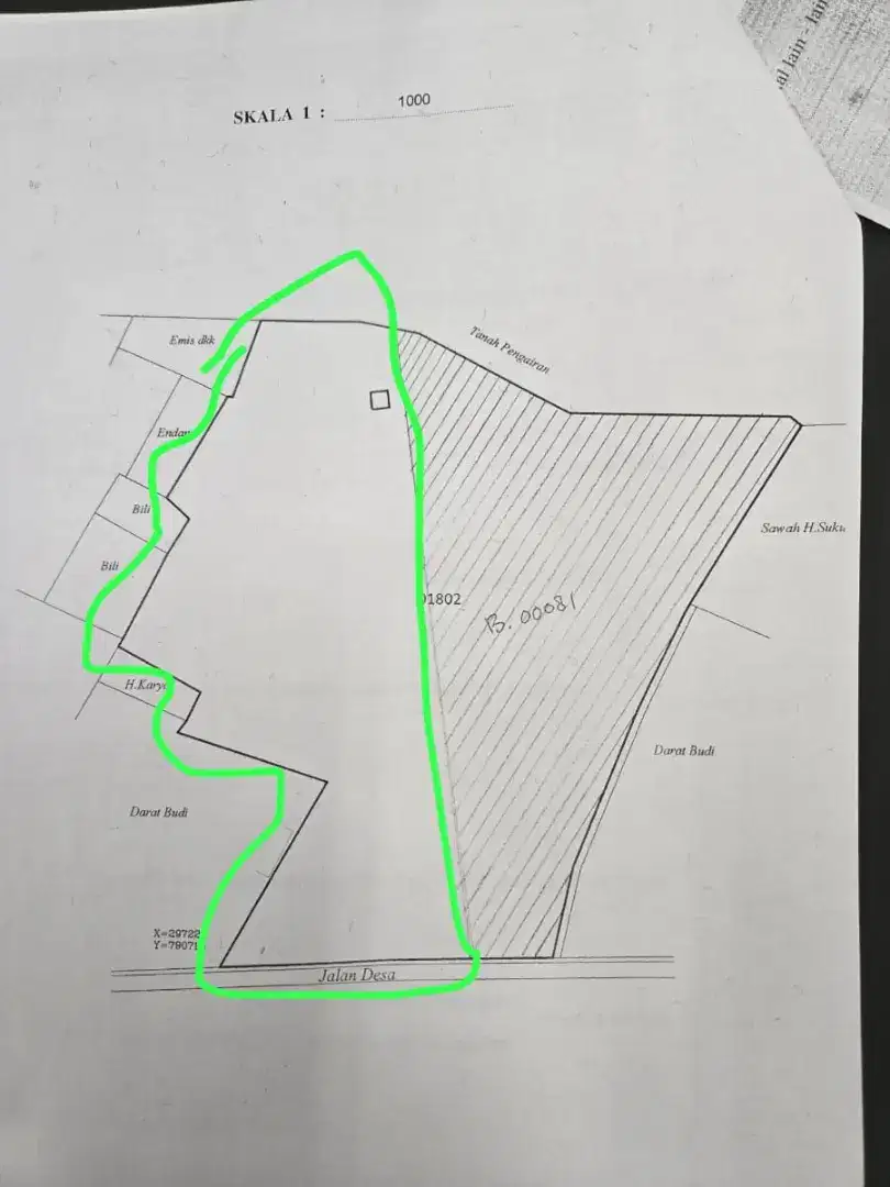 Di jual sawah 950.000 per meter