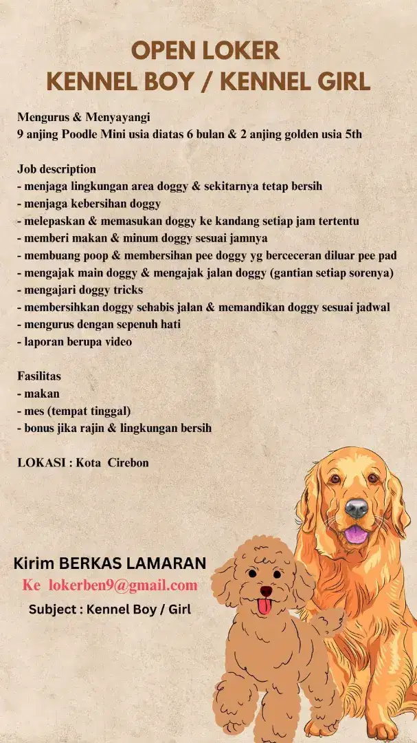 Lowongan Kerja Kennel Boy