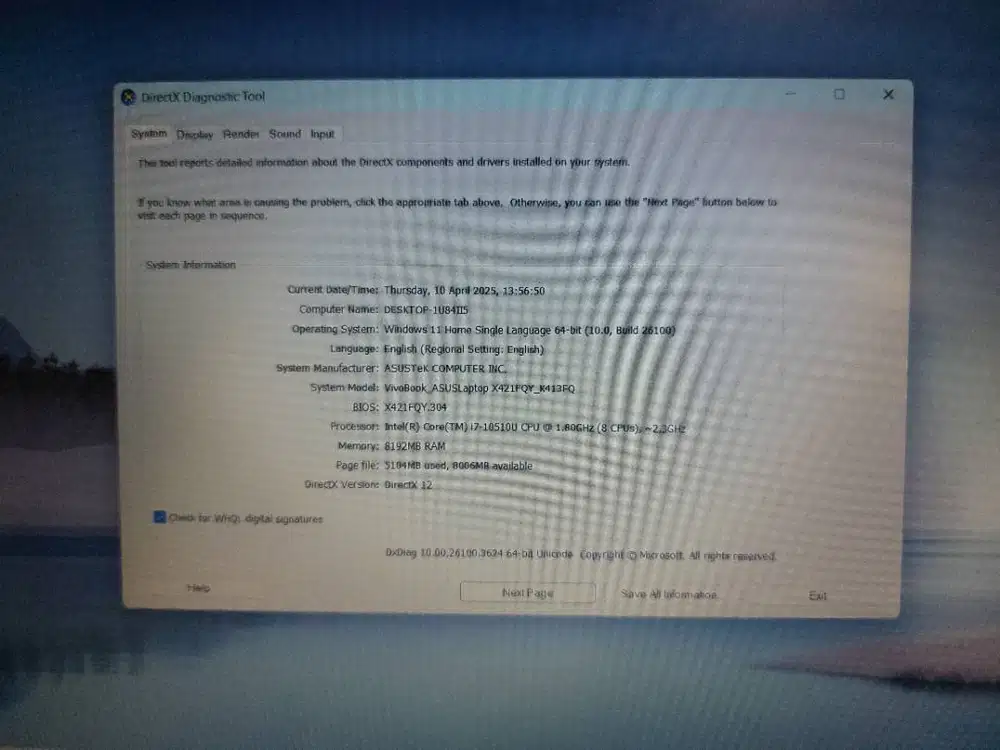 Jual BU Asus Vivobook Prosesor I7 gen 10