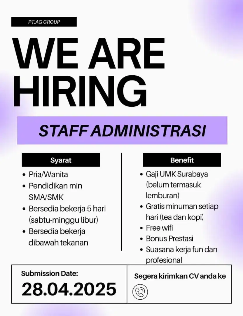 Dibutuhkan Karyawan Admin kantor