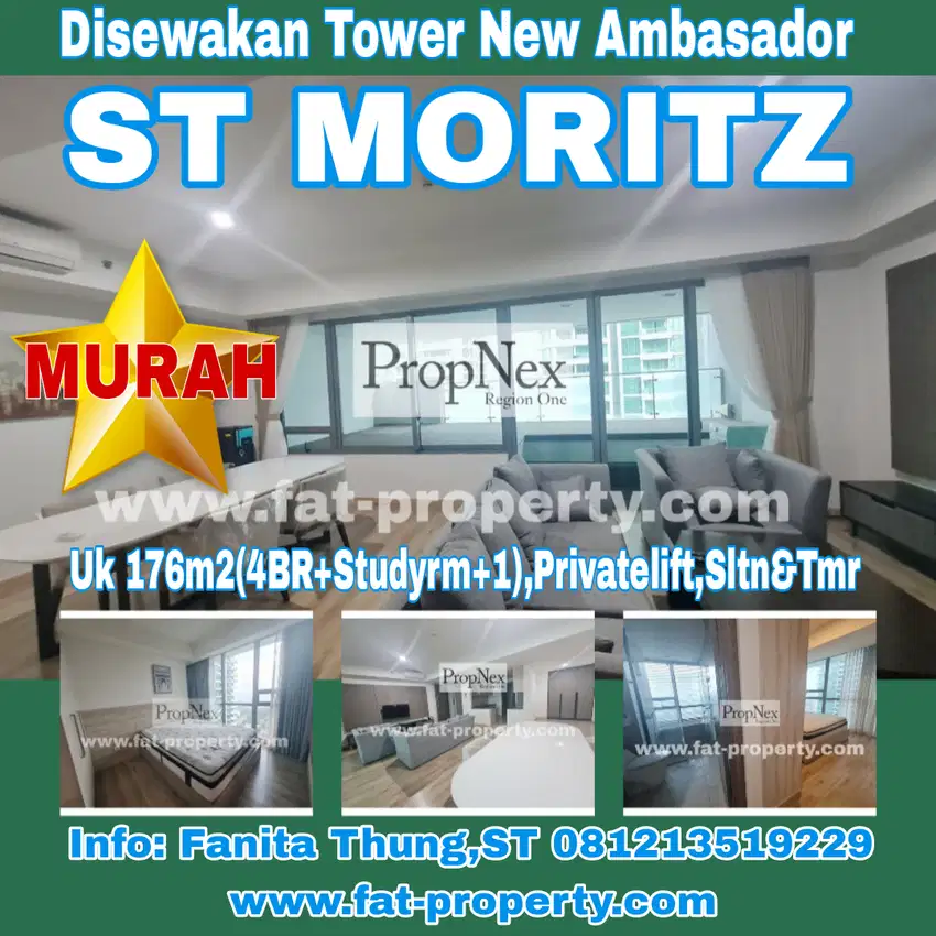 Disewakan Apt ST MORITZ Twr New Ambasador 176m2(4BR+studyrm+1)