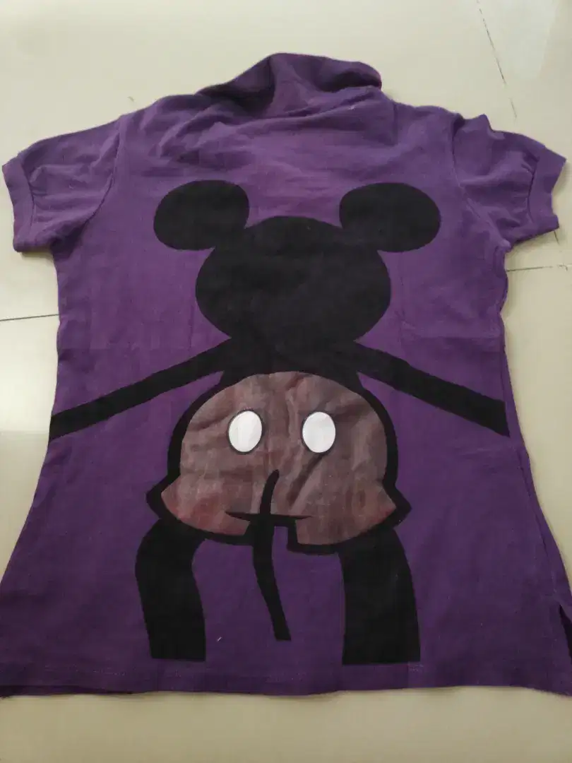 Kaos berkerah polo ungu mikey minnir mouse lucu murah