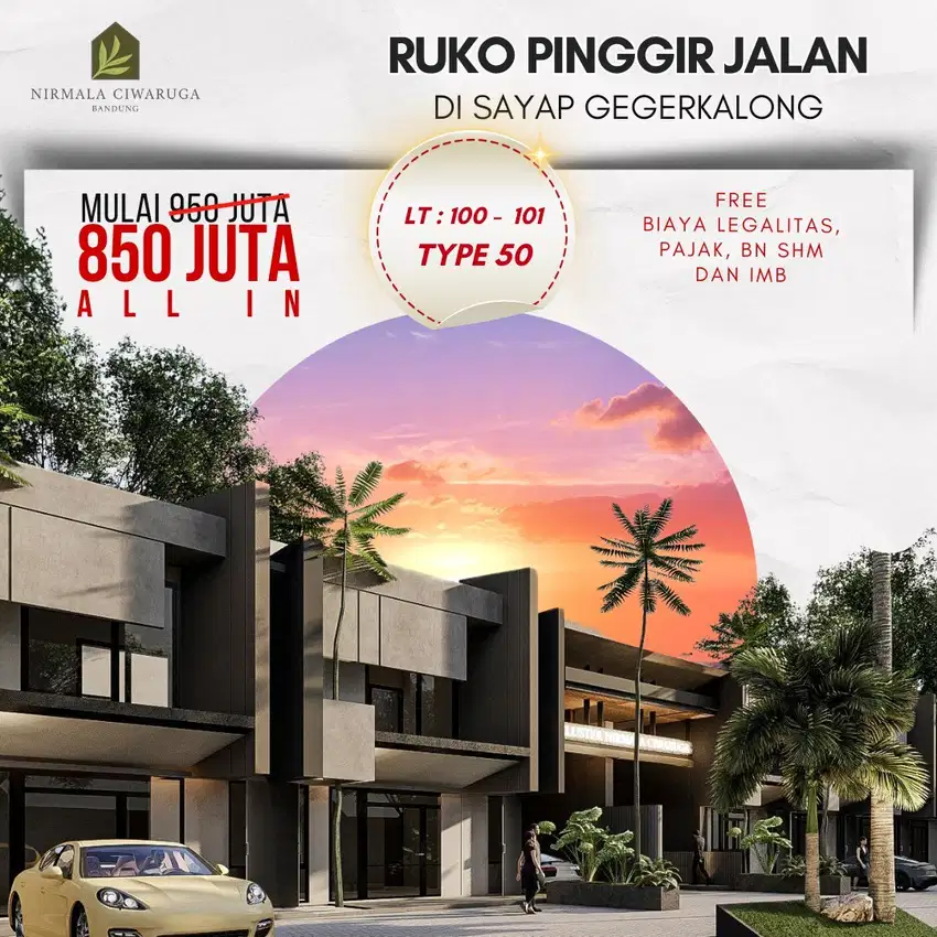 800 jutaan 1 unit Ruko di ciwaruga atas dekat gegerkalong sariwangi