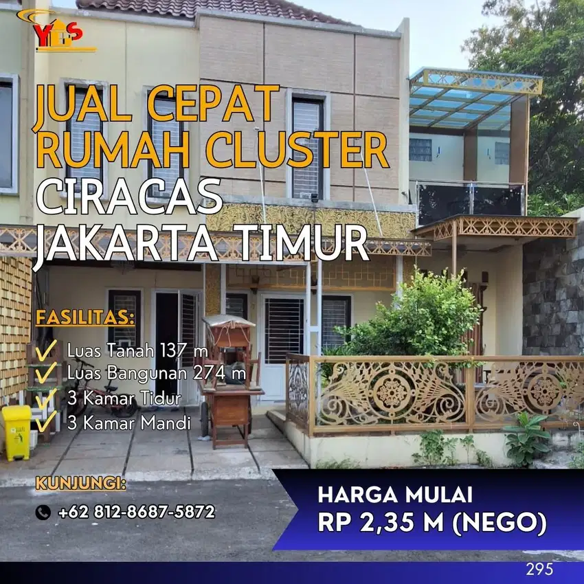 Ciracas Jakarta Timur Rumah Cluster 14 Unit Pinggir Jalan 295