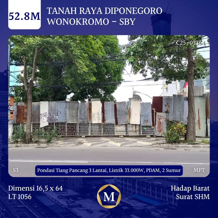 RAYA DIPONEGORO! TANAH DIJUAL KAVLING DKT TUNJUNGAN DARMO TP AYANI