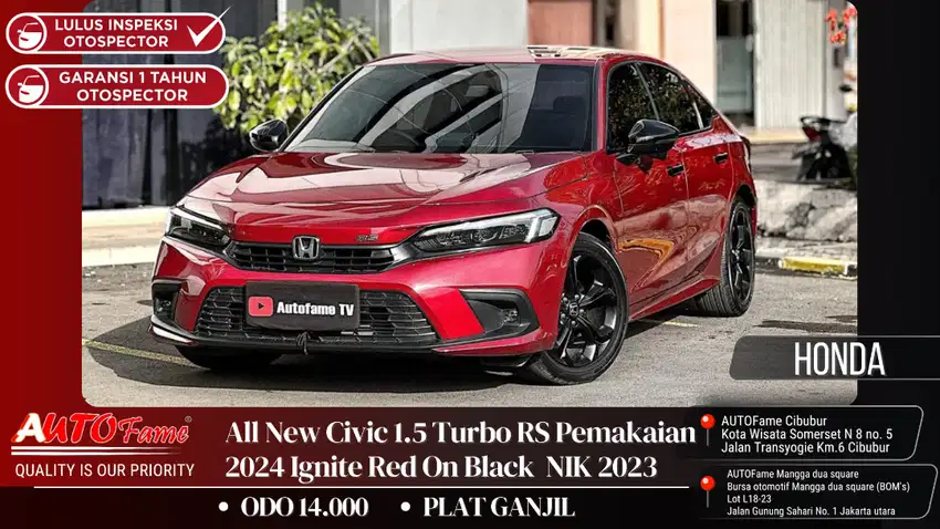 Honda All New Civic 1.5 Turbo RS Pemakaian 2024 Ignite Red On 2023