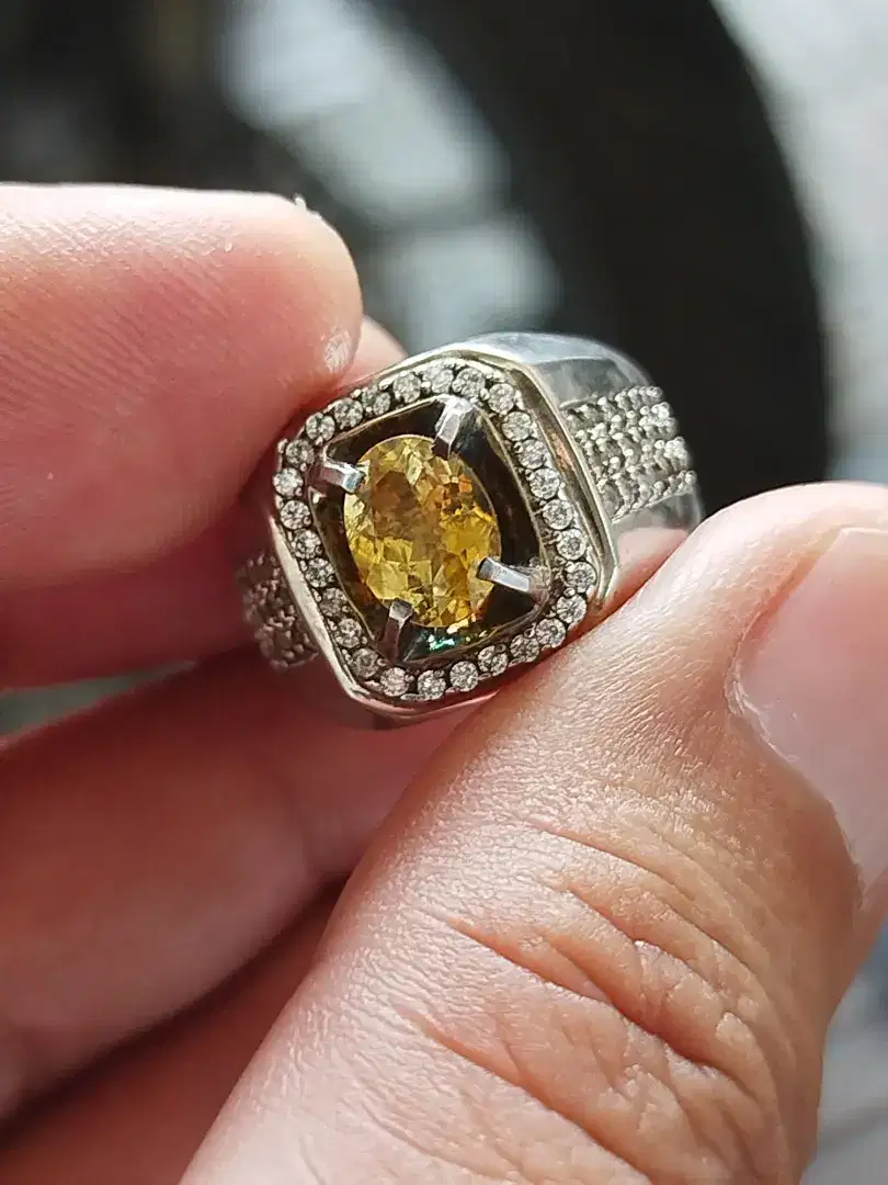 Batu tourmaline canary 1.27 carat ring perak memo MRI top kristal