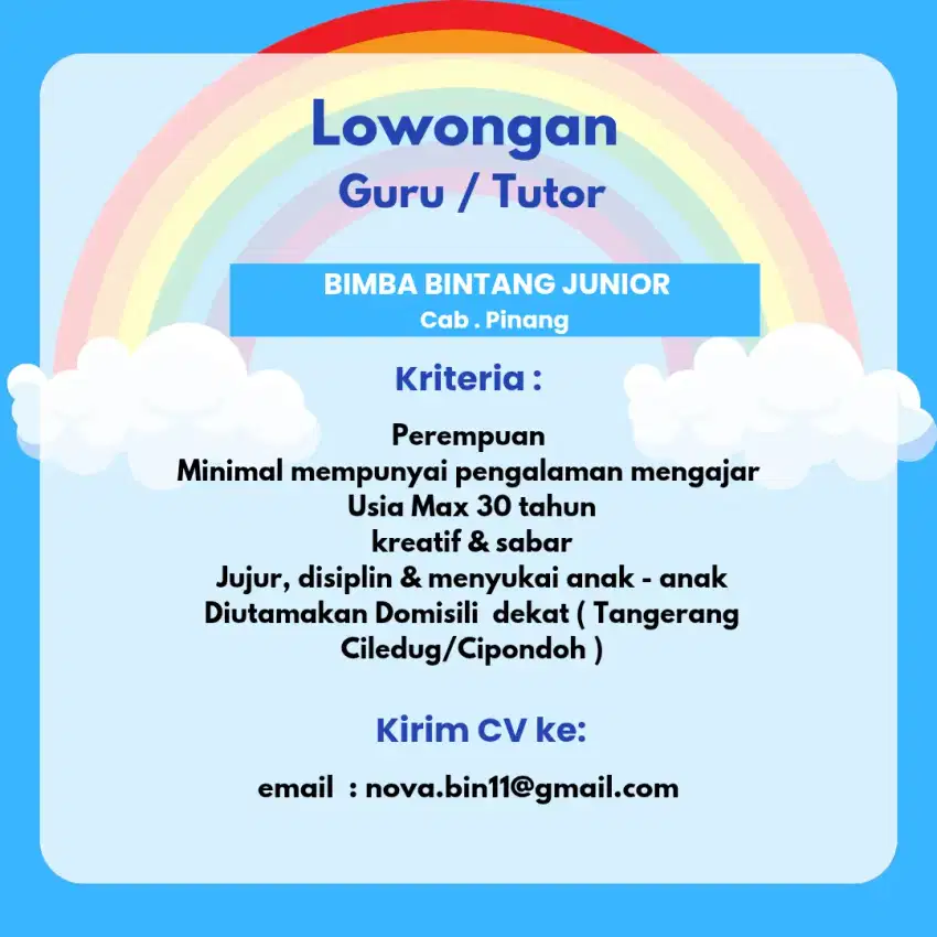 LOWONGAN GURU / TUTOR