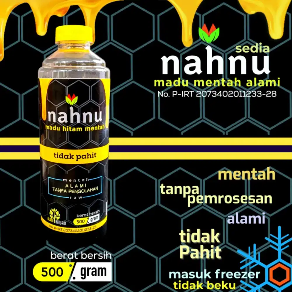 nahnu madu hitam alami 500g,TIDAK PAHIT,masuk freezer tidak beku