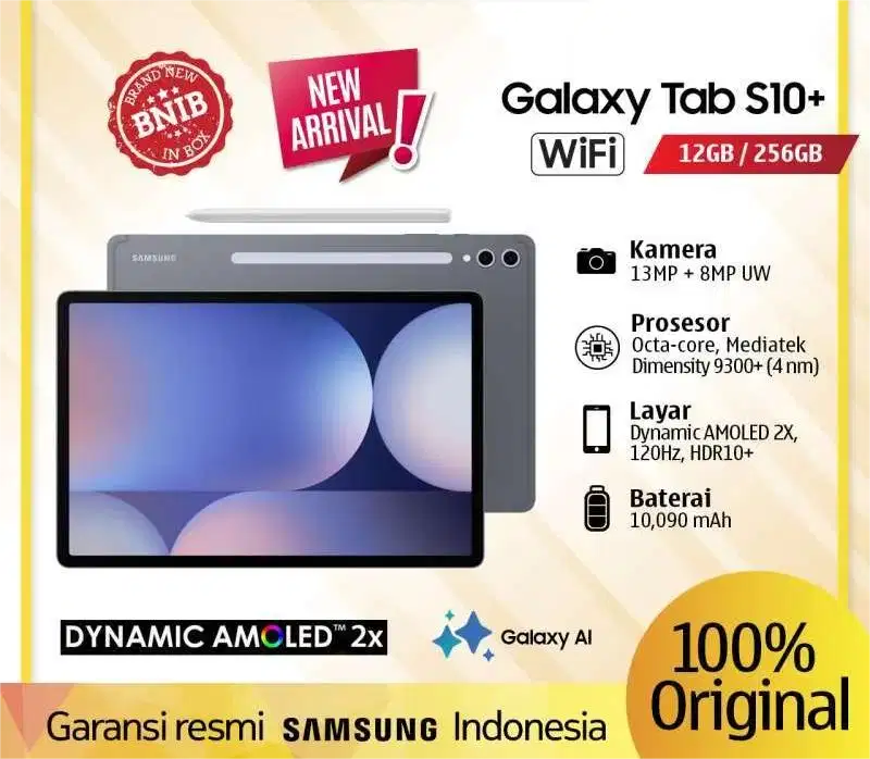 Samsung Galaxy Tab S10 Plus S10+ Wifi 12/256GB Garansi Resmi