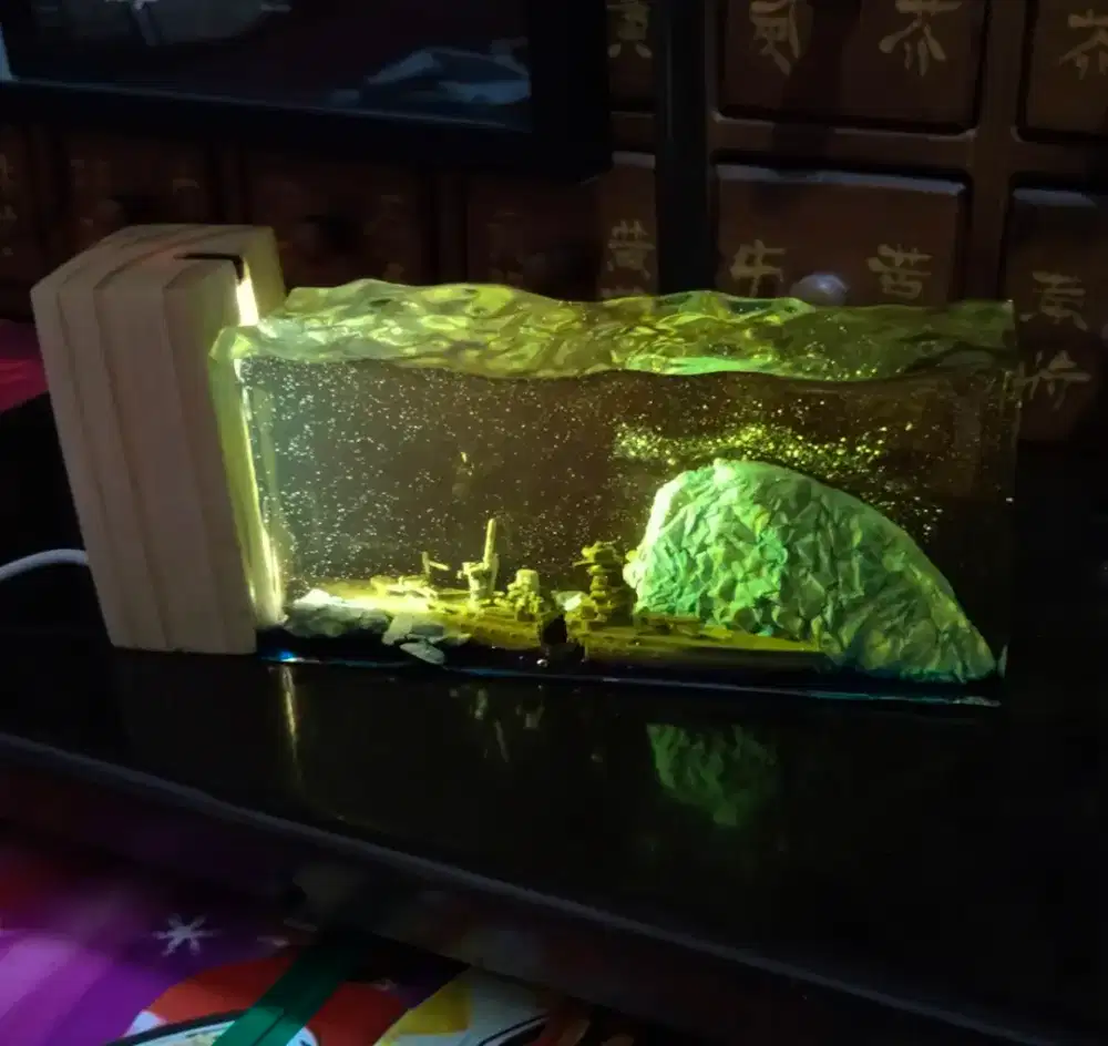 Dekorasi hiasan miniatur kapal perang diecast resin antik vintage