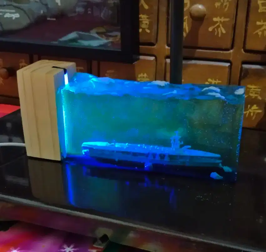 Dekorasi diorama miniatur kapal induk tenggelam resin vintage antik