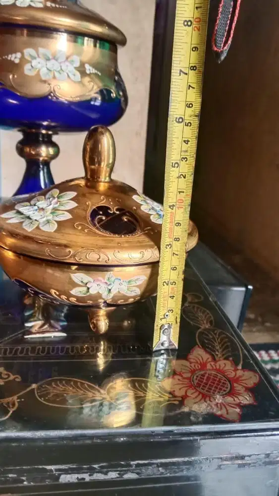 Kristal Bohemia Boro Biru Toples Mewah Cantik Mulus Siap Pajang