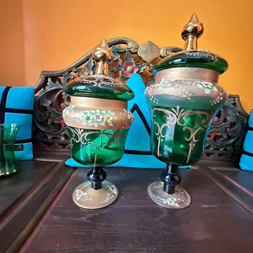 Kristal Bohemia Boo Hijau set 2 Toples