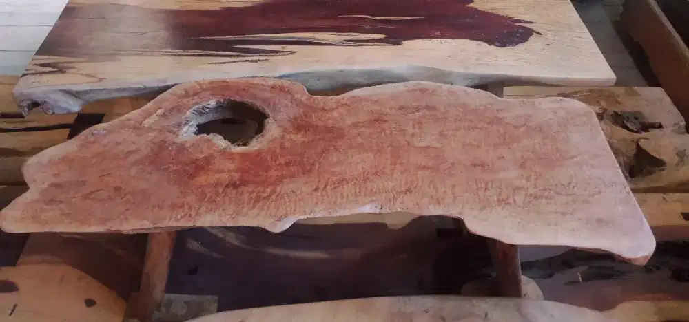 Meja kopi kayu tebal Natural coffee table