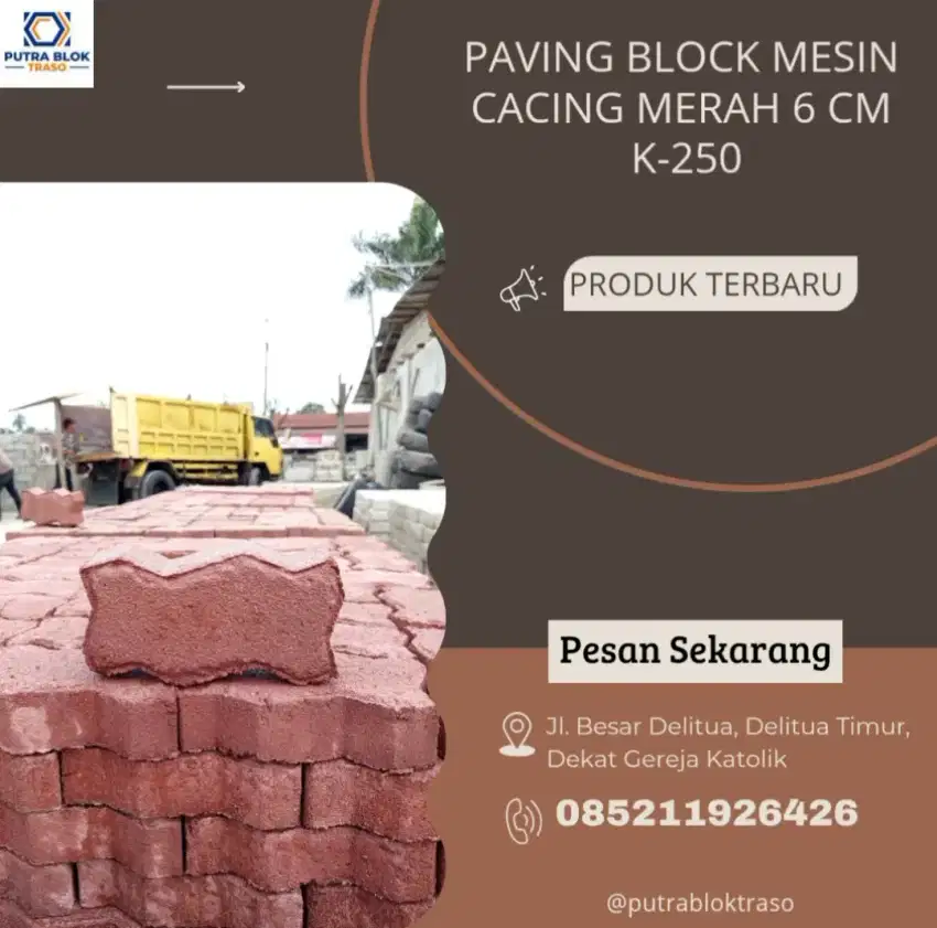 Paving Block Mesin Cacing Merah 6 cm K-250