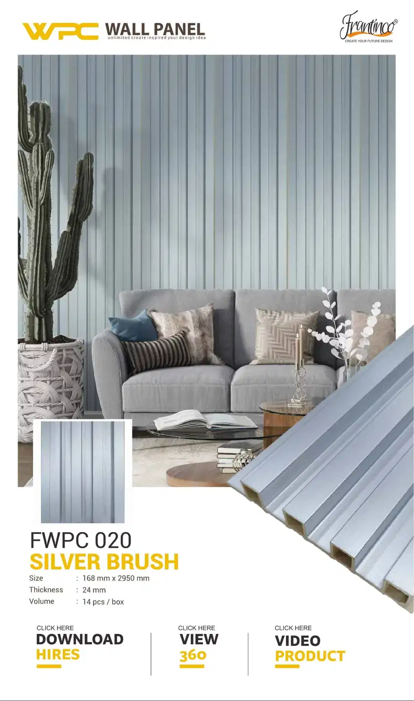 WPC Wallpanel Frantinco - Wall panel Hiasan Dinding P. 2,9meter