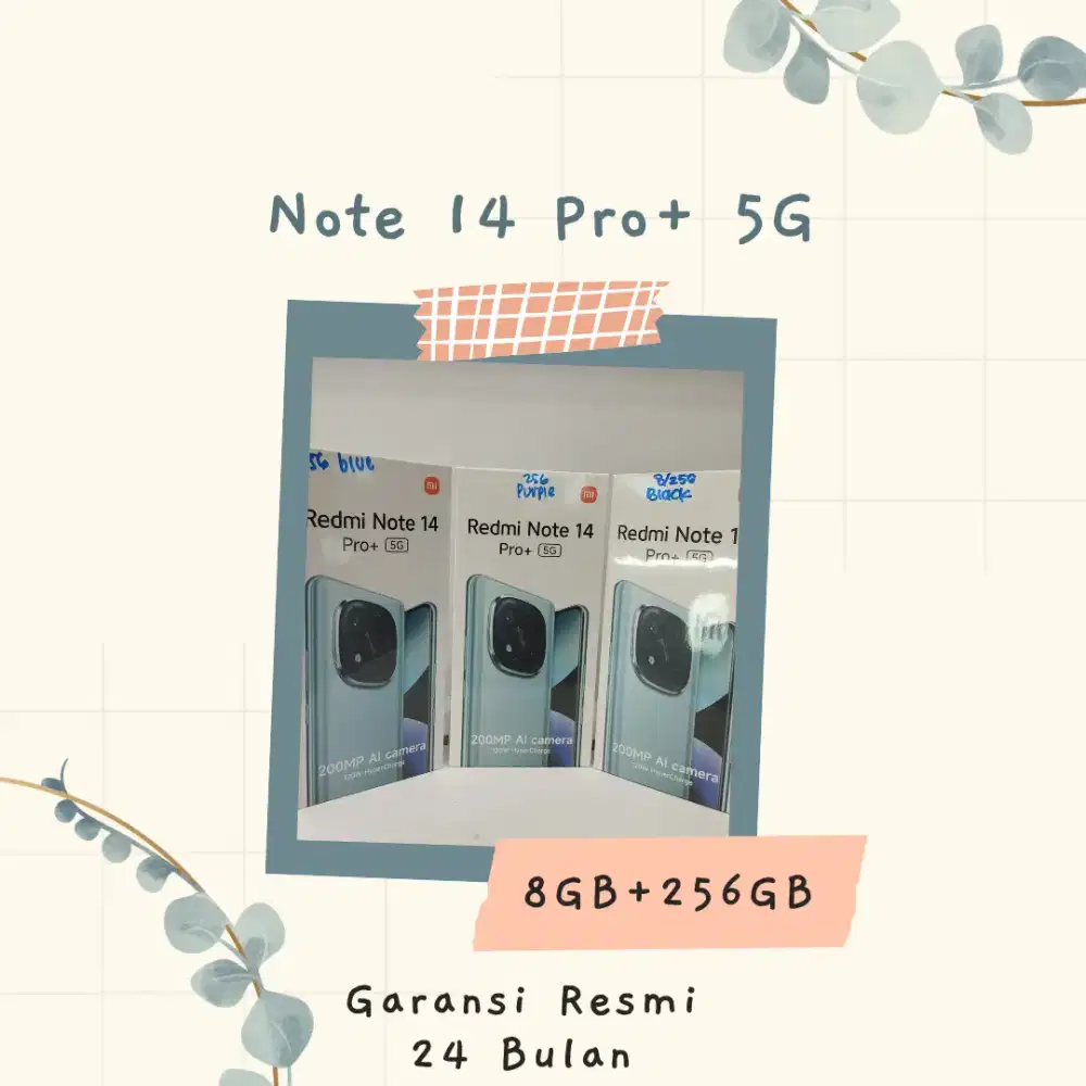 Redmi Note 14 Pro+ 5G Garansi Resmi Indonesia 15 Bulan.
