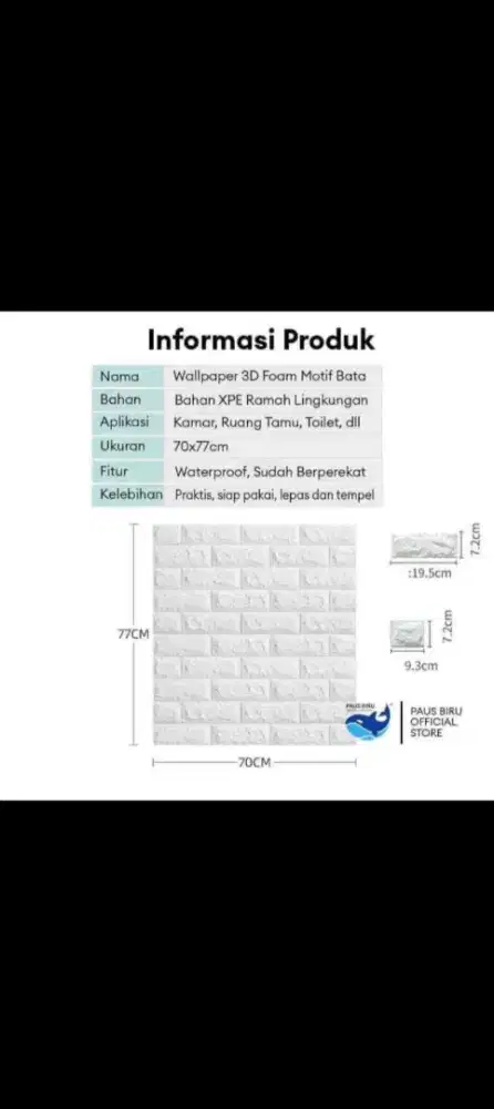 Walpaper dinding motif bata putih