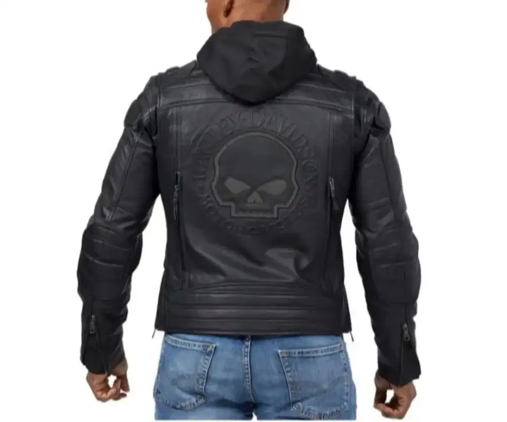 Jaket kulit asli harley davidson motif skull