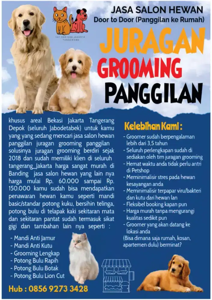 Jasa GROOMING anjing&kucing panggilan
