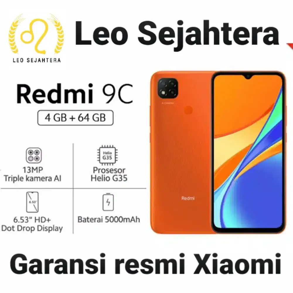 Redmi 9C ram 4gb 64GB Batere 5.000 baru garansi resmi 1 tahun