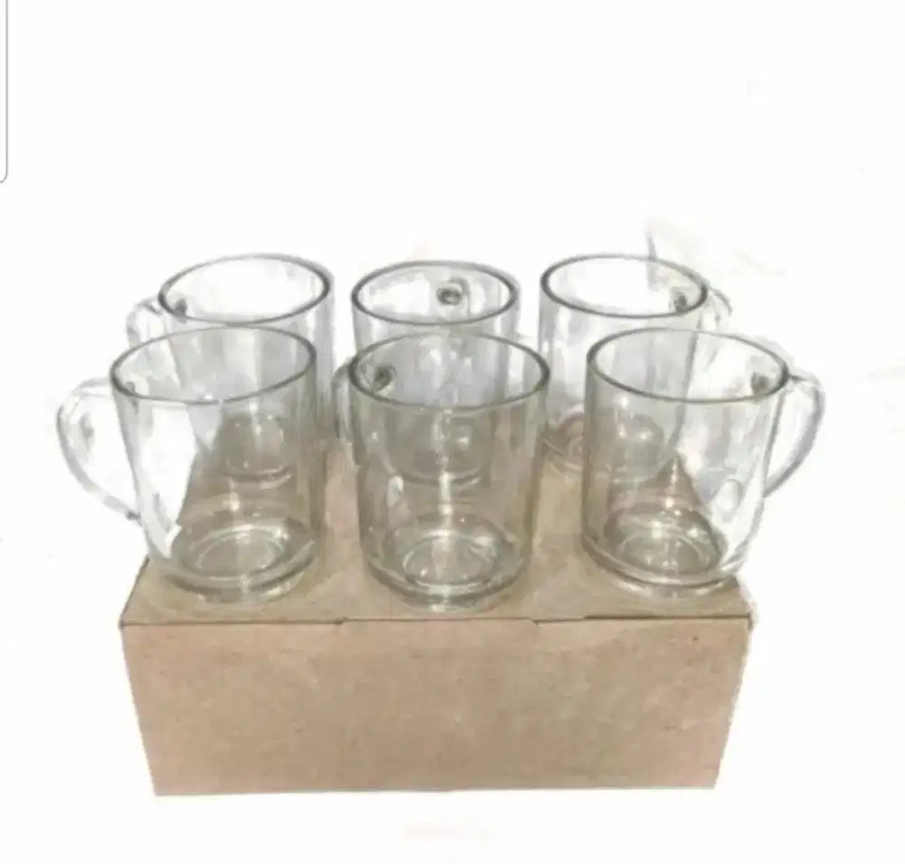 Gelas gagang kaca beling kopi polos