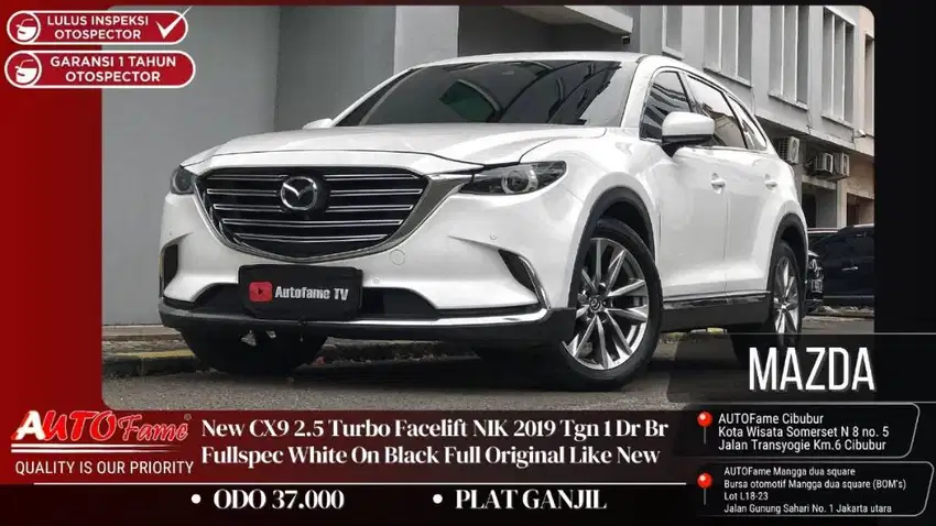 New Mazda CX9 2.5 Turbo Facelift NIK 2019 Tgn 1 Dr Br Fullspec White O