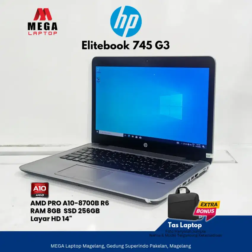 HP EliteBook 745 G3
AMD Pro A10-8700B Ram 8 SSD 255 Mulus Garansi