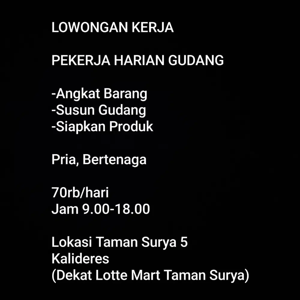 Asisten Gudang Olshop