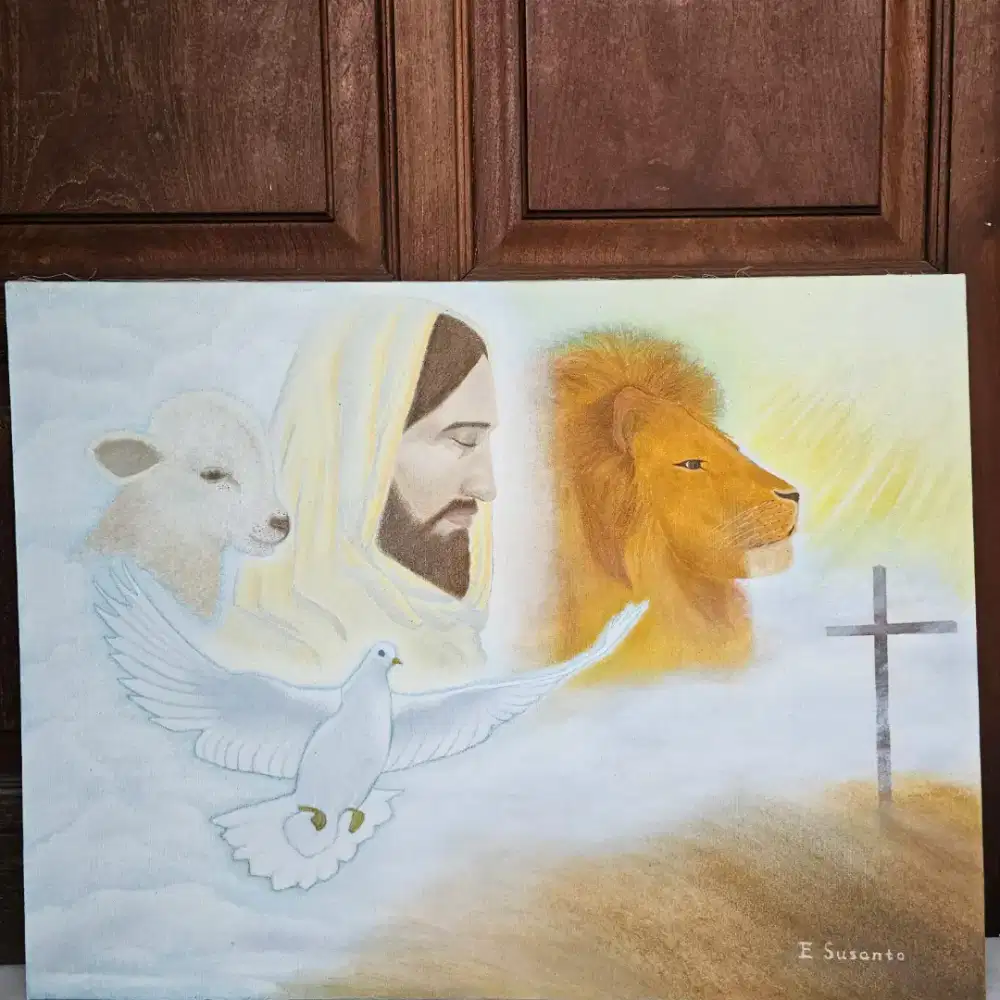 Lukisan Singa Merpati Anak Domba Tuhan Yesus