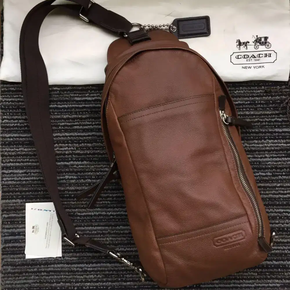 Coach thompson men's leather crossbody kulit sling bag tas second
