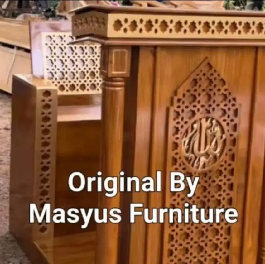 Mimbar Masjid Jati, Mimbar Musholla Kayu Jati, Podium Pidato, Panggung