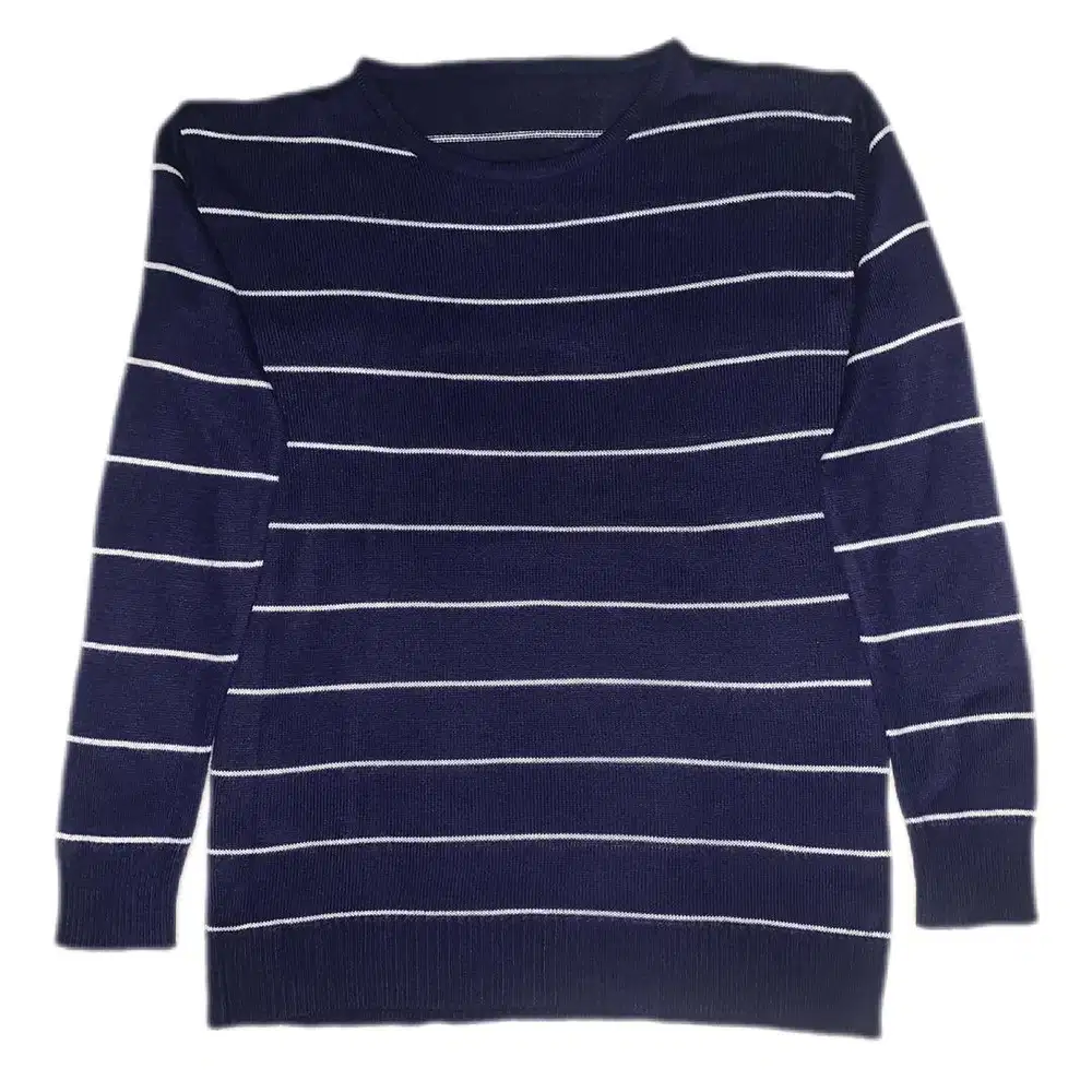 Knitwear Wanita Strip Navy | Baju Strip Wanita Lengan Panjang