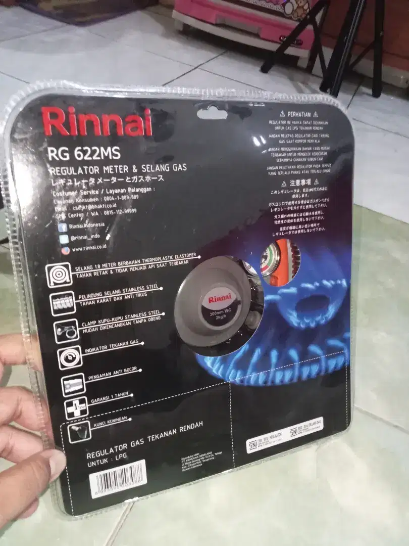 REGULATOR METER & SELANG GAS MERK RINNAI RG 622MS