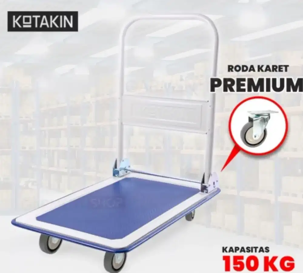 Troli lipat 150 kg bahan full besi roda premium
