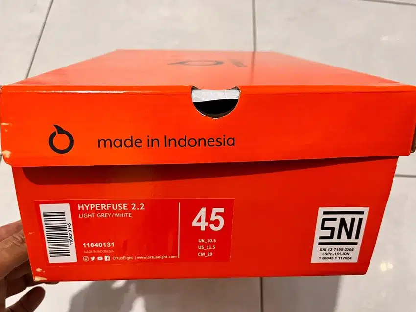 Sepatu lari Ortuseight Hyperfuse 2.2 - Lighgrey - Size 45