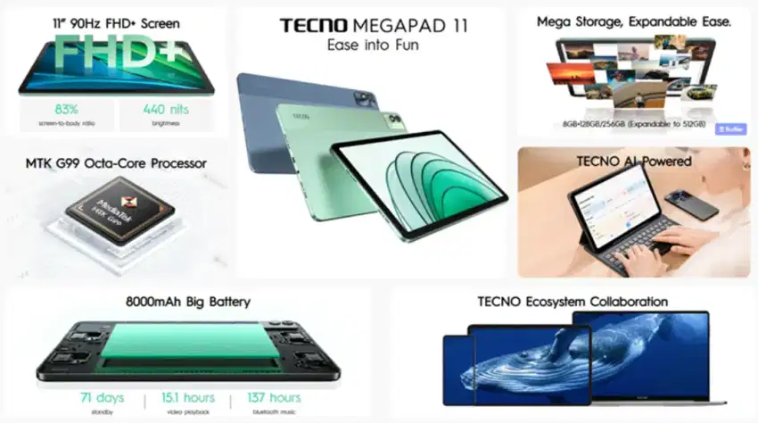 Tecno Megapad 11 Ram 16 New
