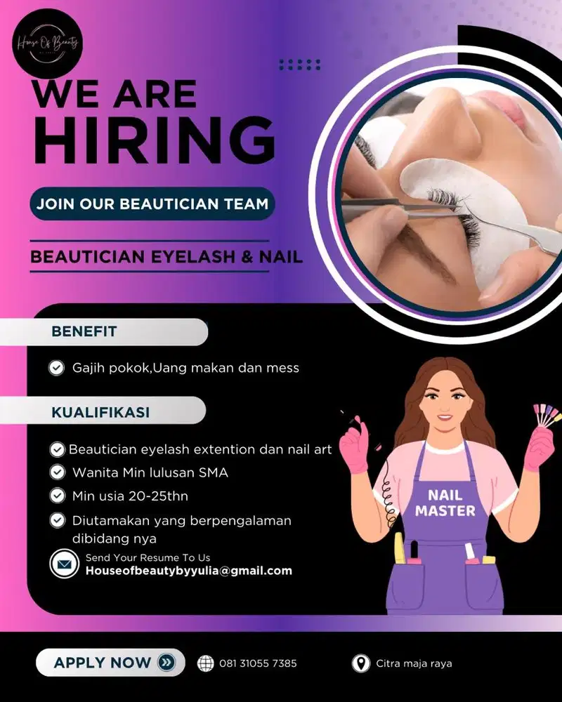 Loker beautician eyelash dan nail