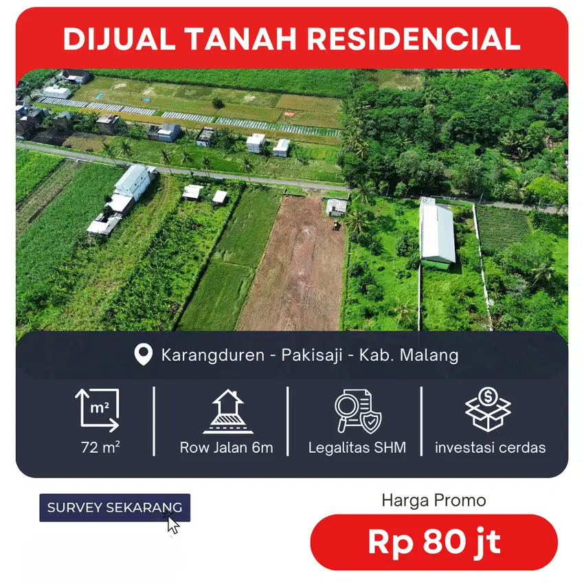 Kavling Residensial Pakisaji 8 Menit Samsat Kota Malang