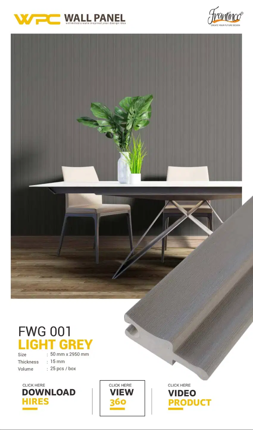 WPC Wall Panel Dinding Rotate FRANTINCO Grille Series Hiasan Dinding