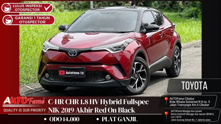 Toyota C-HR CHR 1.8 HV Hybrid Fullspec NIK 2019 Akhir Red On Black Gre