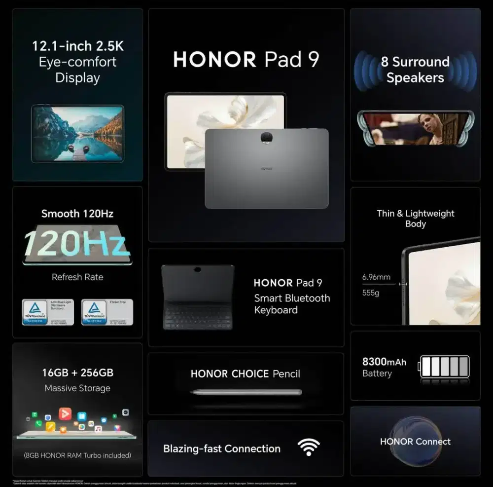 HONOR PAD 9 RAM 8/256GB include Keyboard cover+stylus pen