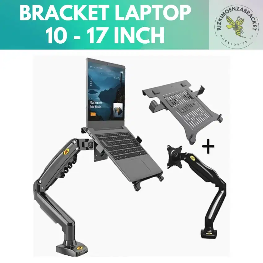 Bracket Braket Breket Laptop Notebook 10 - 17 Inch + Tray Full Motion