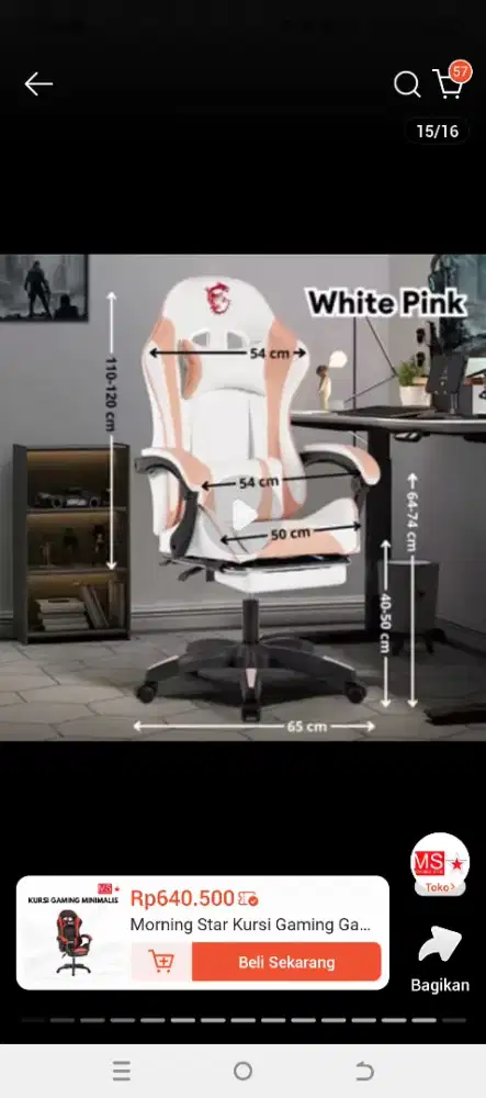 KURSI GAMING GAMERS CHAIR NEW