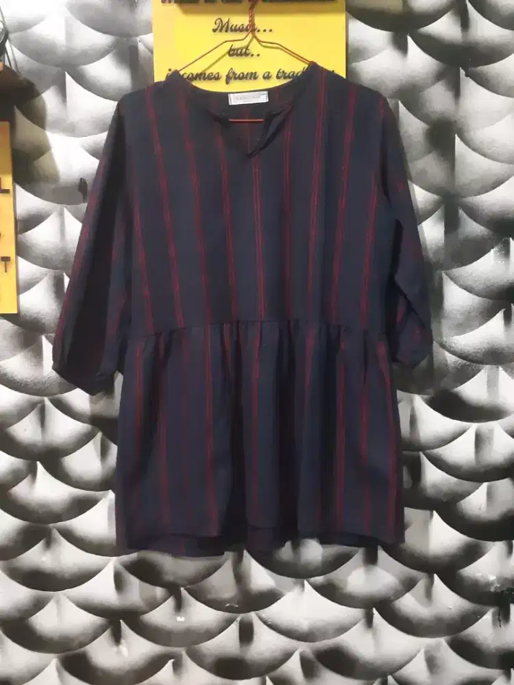 Blouse/tunik baby doll flanel vintage salon preloved tjap karoeng